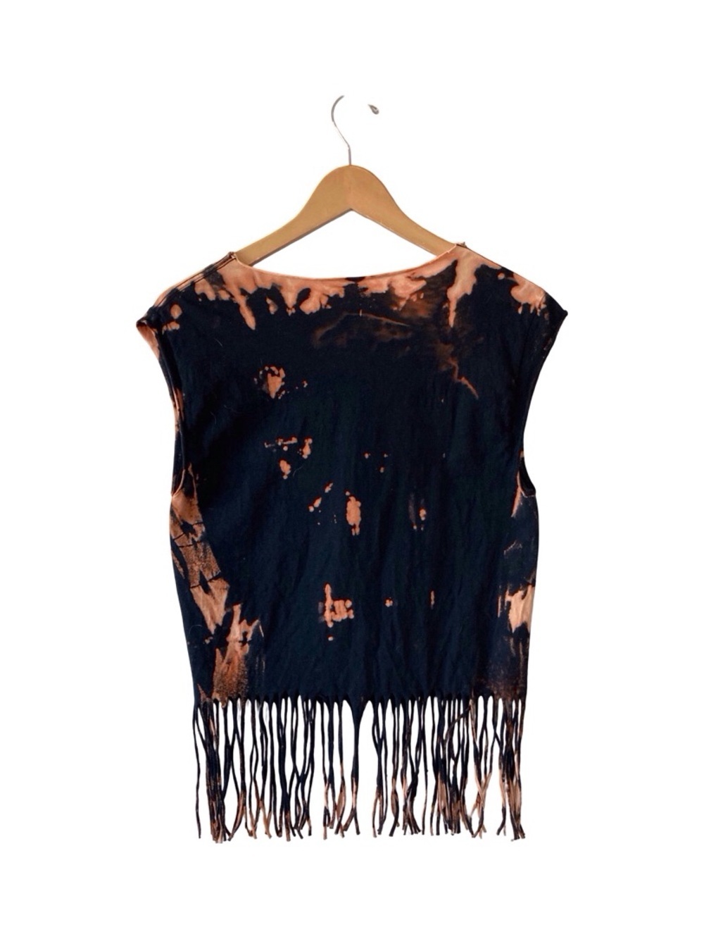 Upcycled Sons of Anarchy Bleach-Dyed Fringe Tank Small - Picture 2 of 10